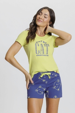 Pijama Manga Curta Feminino com Estampa da Gatos MS0131984