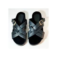 Sandalias SOL - Cuero negro - Navajo Leather Designs