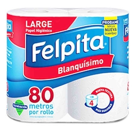 papel higiénico Felpita rollos 4 color blanco 80mts.