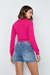 Blusa Feminina Flor de Lis Cropped Tricot Solta Gola Alta 27044 Rosa P - comprar online