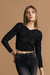 Blusa Feminina Flor De Lis Cropped Justa ML 27203 Preto