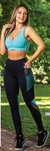 Calça Feminina Ciavest Legging Suplex Detalhe Tule Listada C/Bolso 6728 Preto/Azul/Rosa/Cinza