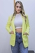 Blazer Feminino Flor de Lis Solto Alongado Alfaiataria F60767 Amarelo/Rosa na internet