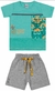 Conjunto Infantil Menino Angerô Malha Jet Moletinho 28345 Marinho/Menta/Mescla Escuro - comprar online