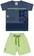 Conjunto Infantil Menino Angerô Malha Jet Moletinho 28345 Marinho/Menta/Mescla Escuro