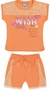 Conjunto Infantil Menina Angerô Moletinho PA Ribana Conforty 27458 Laranja Neon/Rosa Neon/Ciano