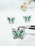 Conjunto plata mariposa esmeralda - Joyas Maia