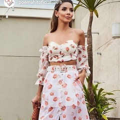 Cropped Pêssego e Floral Poema Hit