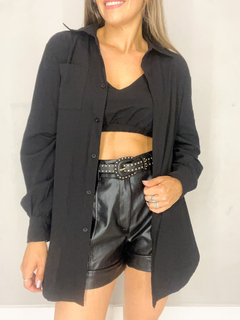 Maxi Camisa com Cropped Vivian Preta