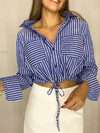 Camisa Cropped Listrada Azul 03