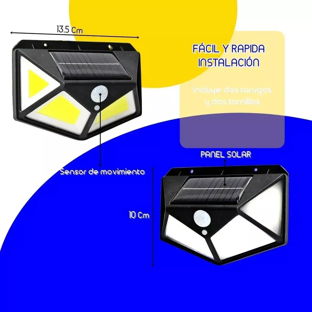 Aplique Reflector Solar 100 Led Recargable Luz Exterior Panel