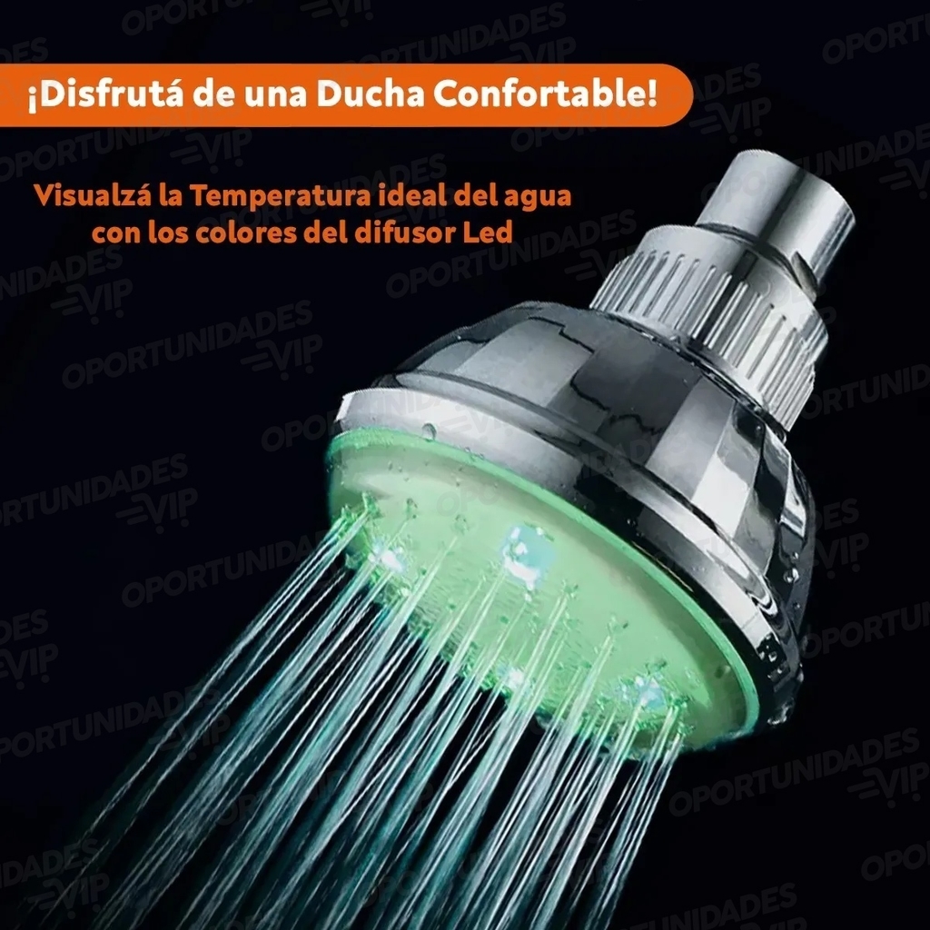  YINYANG Alcachofa de ducha LED de lluvia grande a presión,  filtro de temperatura aniónica con sensor de temperatura RGB : Herramientas  y Mejoras del Hogar