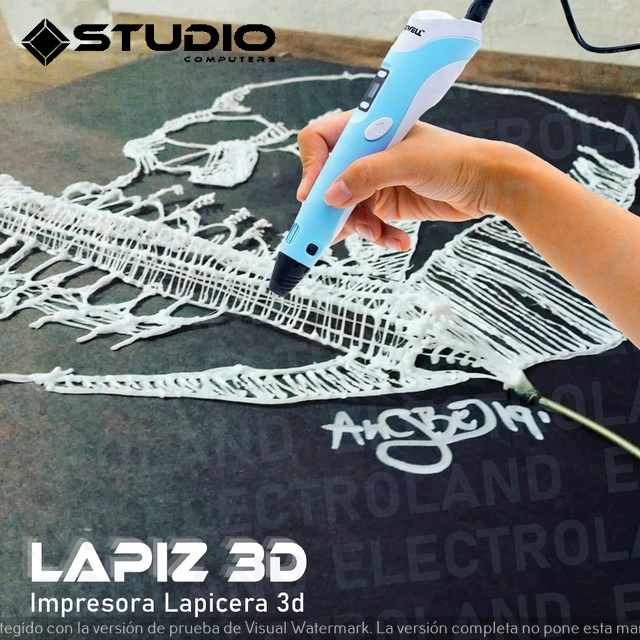 Lapiz 3d Celeste Impresora Lapicera 3d Con Lcd Fuente y Filamentos de Regalo