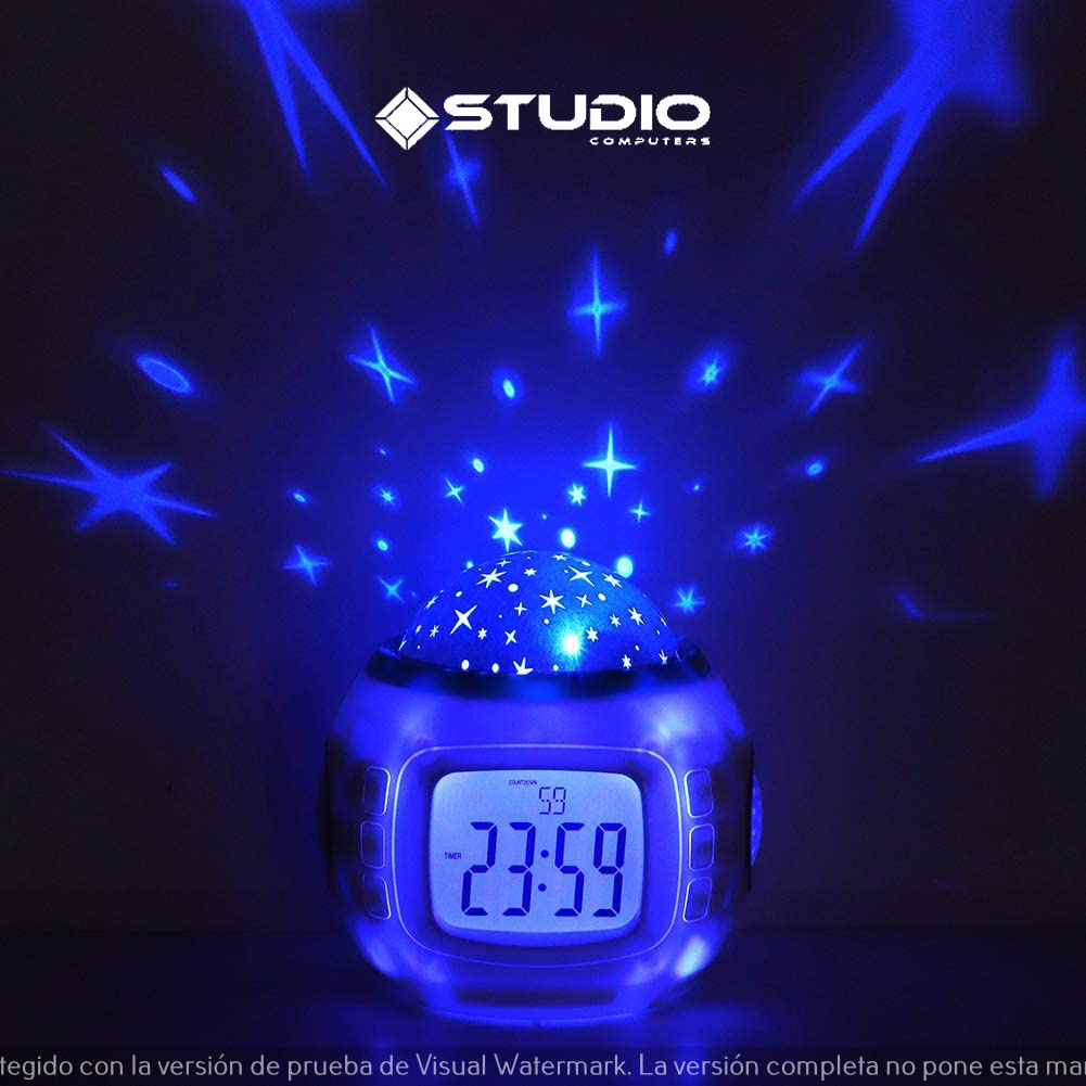 Reloj Despertador Digital Proyector Estrellas Musical Alarma