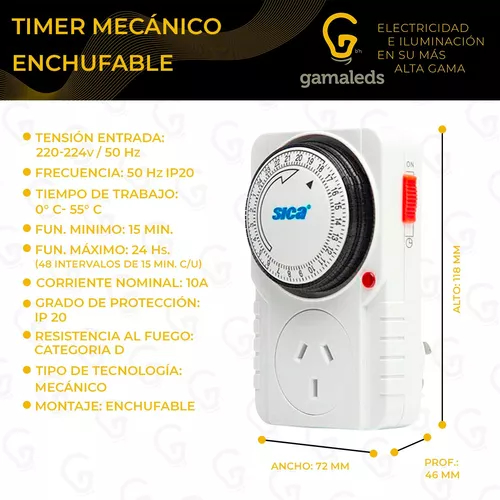 Temporizador Timer Reloj Programable Mecanico Enchufable 10a