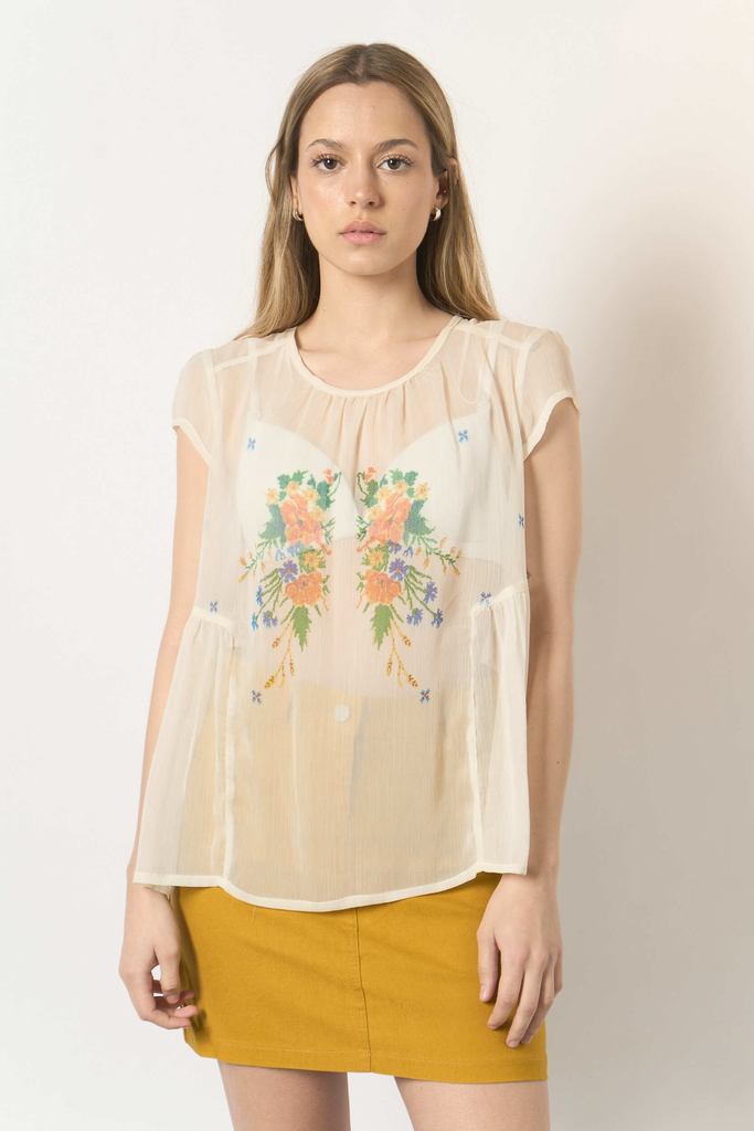 Blusa gasa transparente SYBILLA Beige CUBA LAL