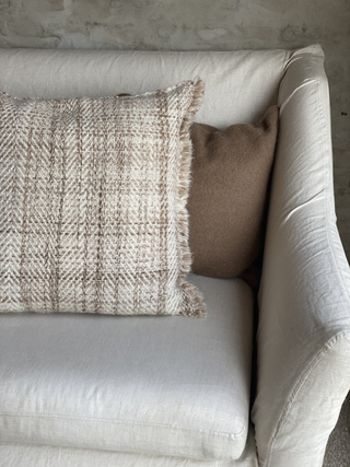 ALMOHADON VALLE - JAPEADO BEIGE + BLANCO - (EN STOCK)