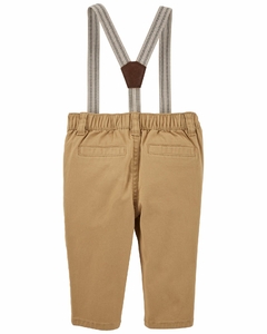 Pantalon de gabardina con tiradores - comprar online