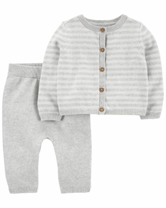 Duo tejido de pantalon y cardigan carters