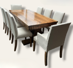 Comedor Barcelona XXL (Mesa grande enchapada + sillas Dana)