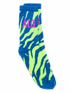 Meia Animal Print Zebra Azul