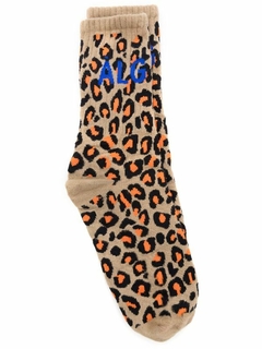 Meia Animal Print Onça Laranja