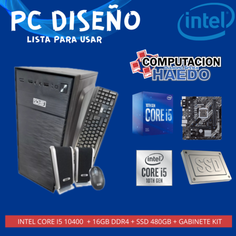 PC DISEÑO INTEL I5 10400 + 16GB + SSD 480GB