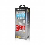 CABO NYLON 3x1 1,2m AZUL USB MULTI MICRO - comprar online