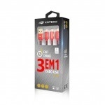 CABO NYLON 3x1 1,2m VERMELHO USB MULTI MICRO - comprar online