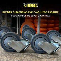 RUEDA GIRATORIA AGUJERO PASANTE PVC GRIS - comprar online