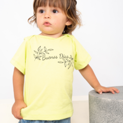 Remeras BB cuello americano BUENOS DIAS - limon/fucsia - - comprar online