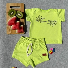 conjunto buenos dias /verde limon