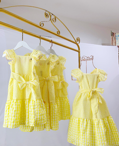 Vestido Momi amarelo listrado com xadrez - comprar online