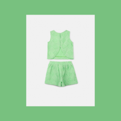 CJ BLUSA ANIME TODO BORDADO S/M SHORTS C/FAIXA VERDE APPLE MINT