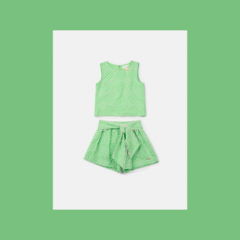 CJ BLUSA ANIME TODO BORDADO S/M SHORTS C/FAIXA VERDE APPLE MINT - comprar online