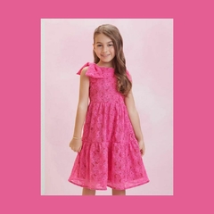 VESTIDO ANIME S/M TODO BORDADO FLORES PINK ROSA NEON FORTE