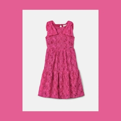 VESTIDO ANIME S/M TODO BORDADO FLORES PINK ROSA NEON FORTE - comprar online