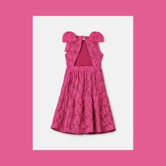 VESTIDO ANIME S/M TODO BORDADO FLORES PINK ROSA NEON FORTE na internet