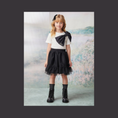 SAIA ANIME DE TULE COM BABADOS PRETO (6e8) - comprar online