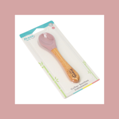 COLHER FRESO BABY BAMBU E SILICONE - ROSA