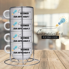 Torre com 4 xícaras personalizadas