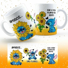 Caneca amigos são flores Stitch - Canecasar Personalizados