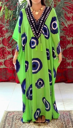 Kaftan Olho Grego Verde Longo