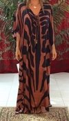 Kaftan Zebra Marrom Longo