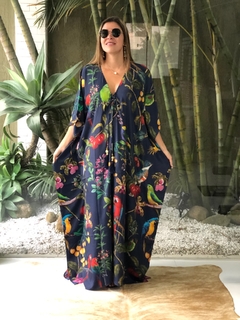 Kaftan Araras Marinho Longo - comprar online