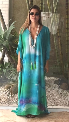 Kaftan Milão Verde e Azul Longo