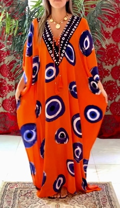 Kaftan Olho Grego laranja Longo