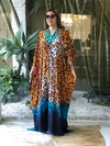 Kaftan Onça Barra Azul Longo