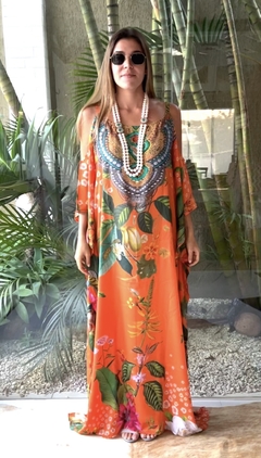 Kaftan Porto Belo laranja alça