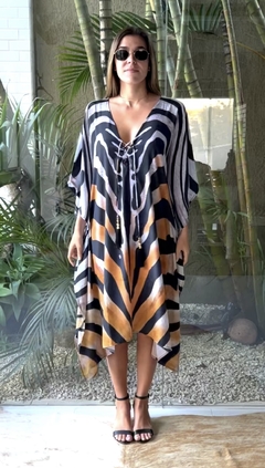 Kaftan Maxi Zebra Manchado Curto